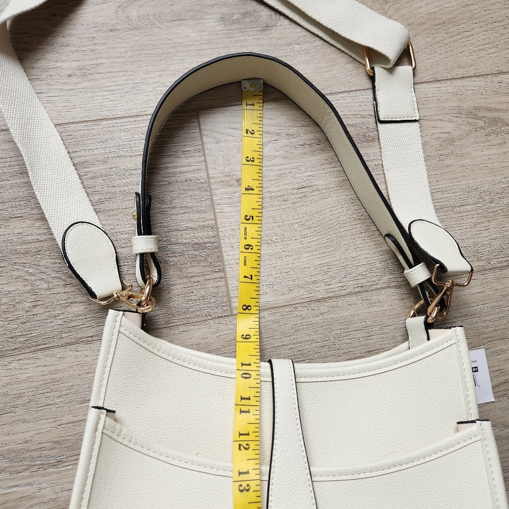 Falls Creek Crossbody White Cream Shoulder Purse Handbag Woven Strap - Picture 14 of 14